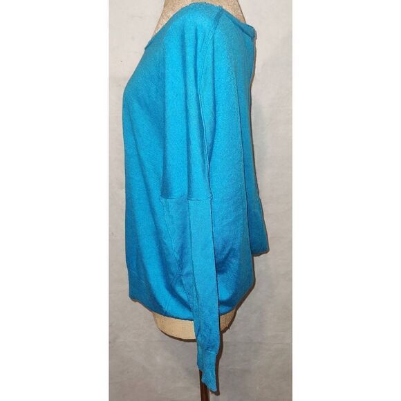 h.one teal wool blend drop shoulder sleeve. Size Large. - Picture 3 of 6